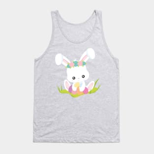 Easter, Easter Eggs, Cute Bunny, White Bunny Tank Top